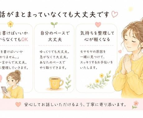 こころのモヤモヤを整理します 何から話せばいいのか、一緒にみつけましょう イメージ2