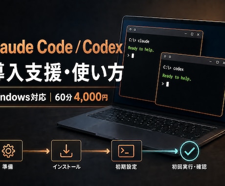 Claude Code・Codex導入を支援します 初心者OK｜選んだ1つを導入から初回実行まで一緒に進めます イメージ1