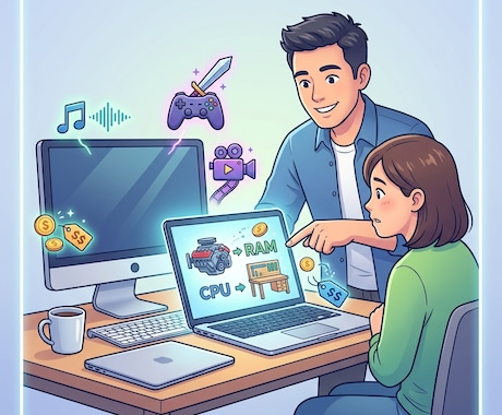 専門用語なし！用途に合うコスパ◎PCをご提案します 専門用語を翻訳！無駄を省き予算内で最適なPCを提案します イメージ1