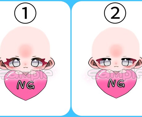 お顔隠しスタンプ風量産イラスト描きます キャラちゃんを可愛いく描かせていただきます♪ イメージ2
