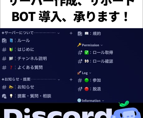Discordサーバー設定をサポートします 絵文字も作成します◎権限設定、BOT導入などもお任せ下さい！ イメージ1