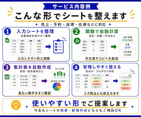 Googleシートの計算・集計・管理を自動化します 面倒なスプレッドシート作業を関数・GASでラクに！ イメージ2