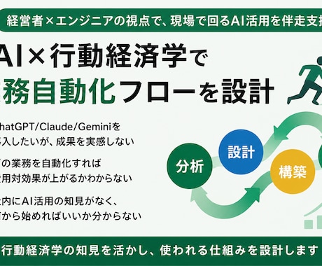 AI×行動経済学で業務自動化フローを設計します 経営者×エンジニアの視点で、現場で回るAI活用を伴走支援 イメージ1