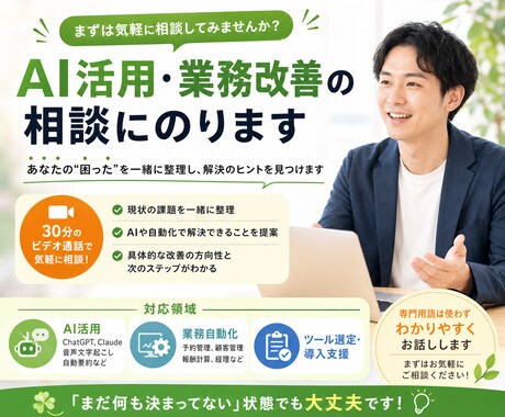 AI活用・業務改善の相談にのります 「何から始めれば？」を一緒に整理する30分 イメージ1