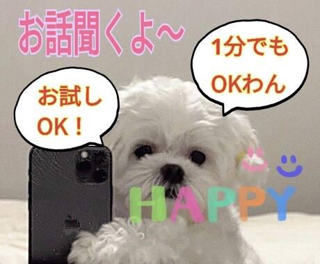 あなたのお話を関西の動物大好き主婦が聞きます たった5分だけでもお話聞きます！気楽にお話しましょう。 イメージ1