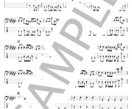 ベースTab譜、プロベーシストが作成致します プロベーシストが作成する見やすい&弾きやすいTab(タブ)譜 イメージ2