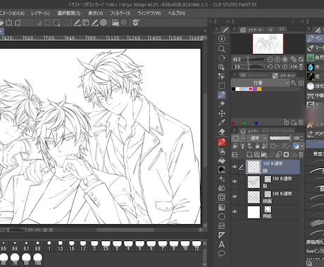 人物イラスト線画代行します 商業webtoon線画担当が描き起こし！レイヤー別け対応！ イメージ1