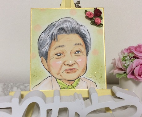 敬老の日のプレゼント用の似顔絵作成します ミニサイズの色紙におじいちゃんおばあちゃんを可愛く描きます イメージ2