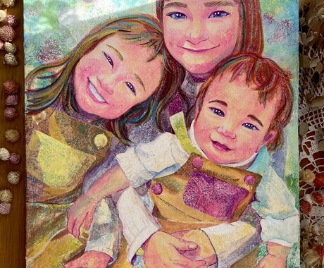 温かくて絵画的✨オシャレでそっくりな似顔絵描きます アクリル画の多彩なカラー、世界に一つの記念になる似顔絵作品 イメージ2