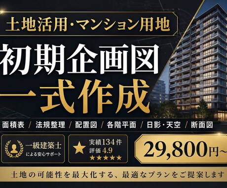 土地活用・マンション用地の初期企画図一式作成します 収支検討前の企画図一式！仕入れ前の建築判断に最適 イメージ2