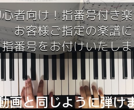 動画付き！お手持ち楽譜に指番号お付けしますます 演奏動画付きで安心♪初心者でも弾ける運指を丁寧にお付けします イメージ2