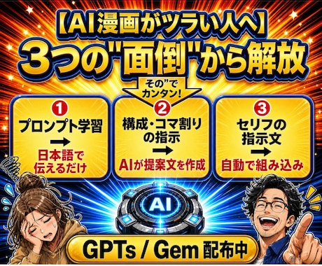 漫画づくりのAIプロンプト作成ツールを販売します イメージ1