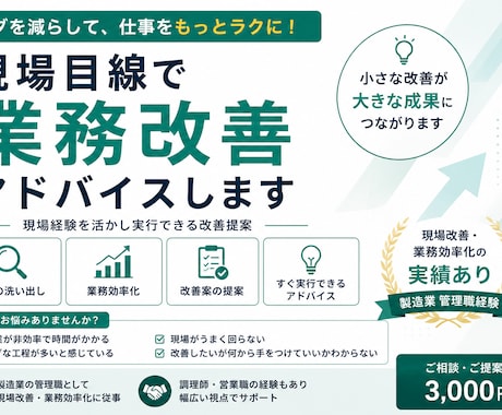 現場目線で業務改善アドバイスします 現場経験を活かし実行できる改善提案 イメージ1