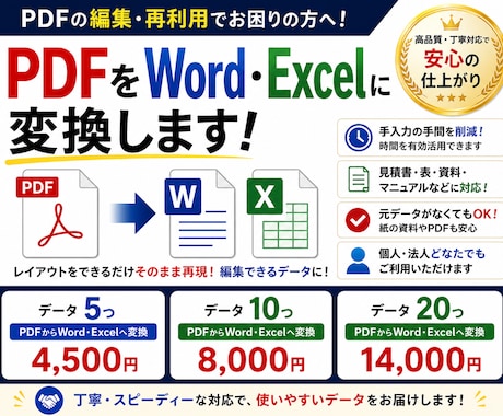 PDFをWord・Excelデータへ変換します イメージ1