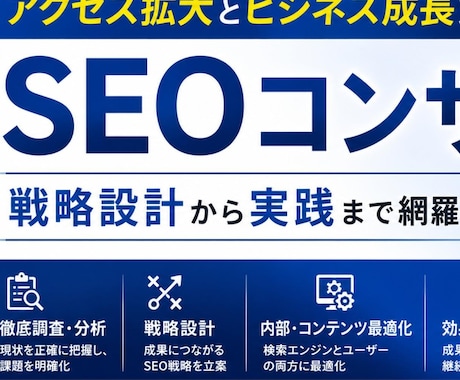 戦略設計から実践まで網羅するSEOコンサルをします ご予算内でAIO/LLMO/GEO対策ならお任せください！ イメージ1