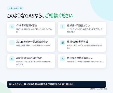 前任者不在のGASを引き継ぎ・復旧します 仕様書なし・作成者退職・動かないGASに対応 イメージ2