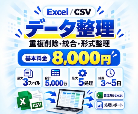 Excel・CSVデータを整理・整形します イメージ1