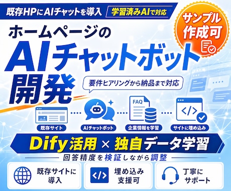 ホームページのAIチャットボットを開発します 【サンプル作成可】既存HPに学習済みAIチャットボット導入 イメージ1