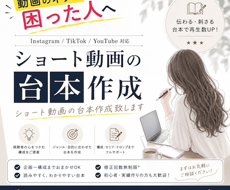 ショート動画の台本作成行います 迅速丁寧なお仕事を求めるあなたへ イメージ1