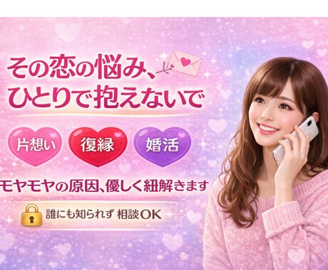 恋愛モヤモヤ、優しく寄り添います 5分〜OK♡誰にも言えない気持ち、ひとりで抱えなくて大丈夫！ イメージ1