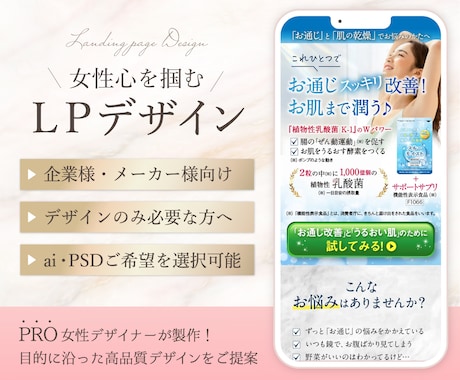 企業様向け！女性心を掴むLPデザインします PRO認定デザイナーが制作！高品質なデザインで集客力UP！ イメージ1