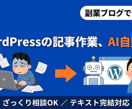 初心者OK｜WordPress記事AI自動化します ざっくり相談OK・副業ブログで運用中／テキスト完結対応 イメージ1