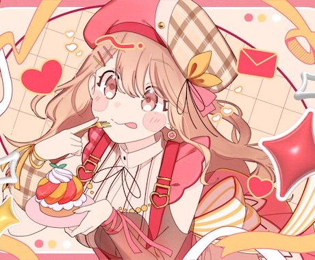 アイコン・サムネ等に！ポップで可愛い一枚絵描きます キャラデザ・商用利用OK！背景なし割引あり！ イメージ2