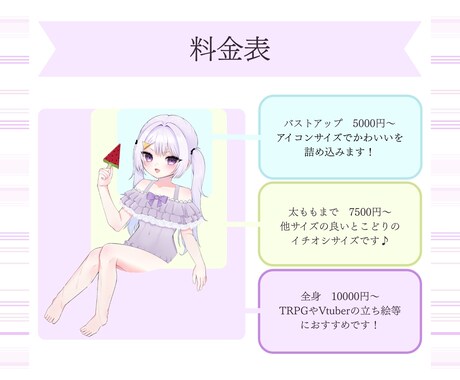 心を込めてかわいいイラストお描きします アイコン、全身、配信用などなんでもお任せ下さい！ イメージ2