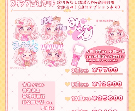 かわいいスタンプを定額で制作します 商用利用込みの分かりやすい定額セット イメージ2