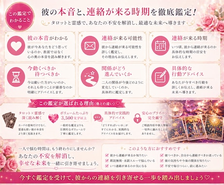彼から連絡くる？時期と本音鑑定します いつ来る？待つべきか明確にします イメージ2