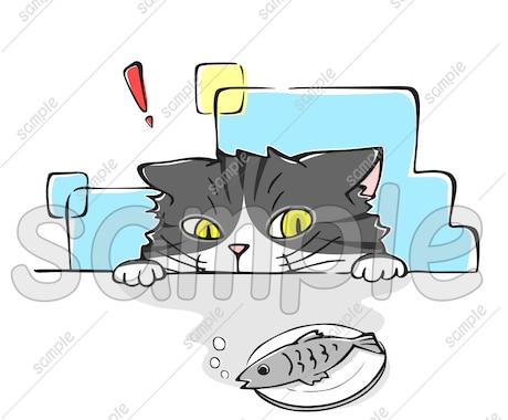 商用利用OK！猫の手書きイラスト販売しています SNS、パンフレットやチラシ、POP、名刺、印刷の素材に★D イメージ1