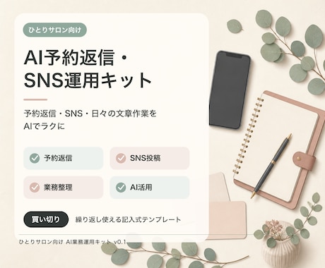 ひとりサロン向けAI業務キットを届けます 予約返信・SNS投稿・業務整理を一つに イメージ2