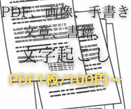 PDF、画像、手書き文章、書籍、文字起こします Excel/Text等で納品します イメージ1