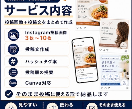 Instagram投稿画像を作成します 店舗向けに投稿画像＋投稿文をまとめて作成します イメージ2