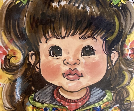 原画郵送！【送料込み】可愛いポップな似顔絵描きます 極端なデフォルメ無し！ポップでほんわか似顔絵 イメージ1