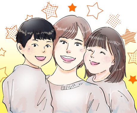 母の日や還暦のお祝いに！可愛い家族イラスト描きます 別々のお写真からOK♪大切な人へ特別な記念品を贈りませんか？ イメージ1