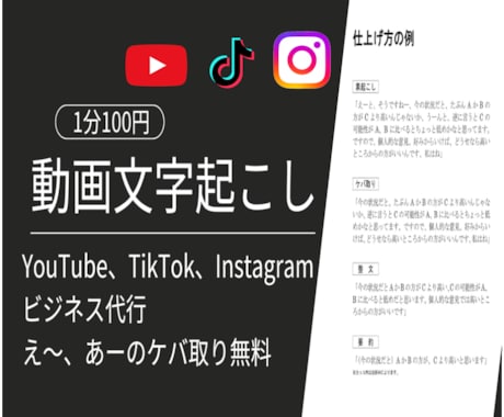 YouTubeやショート動画の文字起こしします