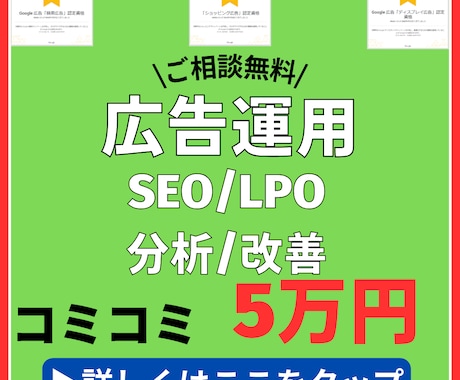 プロのWEB広告運用+Web周りのご相談に乗ります 広告運用以外でもSEOやSNSマーケティングも受け付けます イメージ1