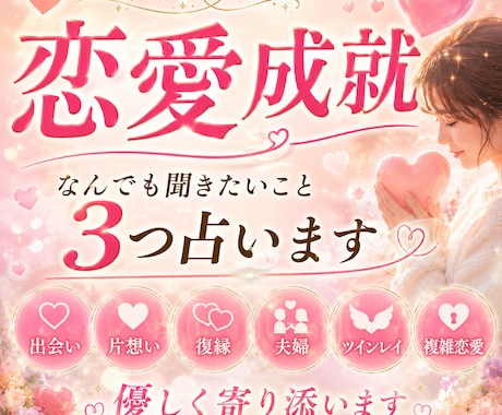 恋愛｜なんでも聞きたいこと3つまで占います ♡出会い片想い復縁夫婦ツインレイ複雑恋愛〜優しく寄り添います イメージ1