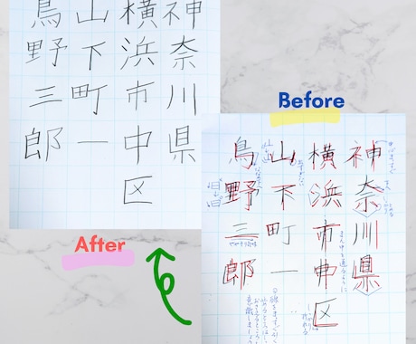 名前と住所に使う文字のお手本作成＆添削指導します よく書く字をキレイにして自己肯定感UP！お子さんもオススメ！ イメージ2