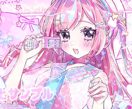 キラキラ個性的☆めろ可愛いイラスト描きます 商用利用可／アイコン／MV／歌ってみた／グッズ制作 等 イメージ2