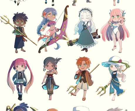 デフォルメキャラのイラストをお描きします 3等身ほどでデフォルメキャラの立ち絵をお描きします！ イメージ1