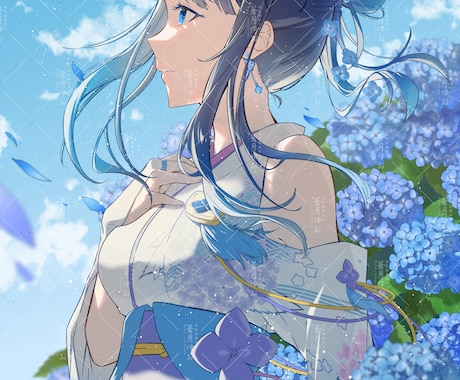 和風な一枚絵、アイコン、サムネ、キャラデザ描きます 綺麗、儚さのある絵に仕上げます イメージ2