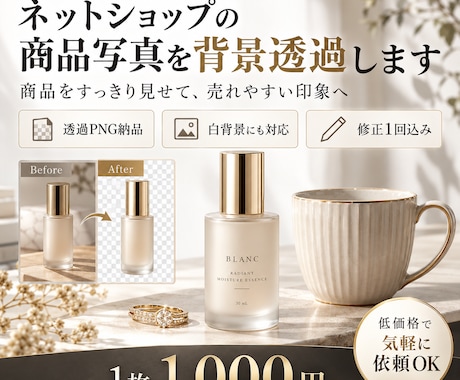 ネットショップの商品写真を背景透過します イメージ1