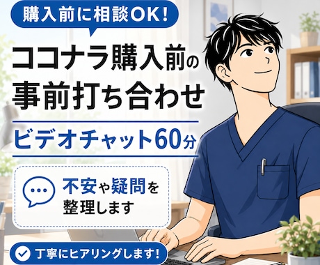 事前打ち合わせで購入の安心感を提供します サービス購入前に不安や疑問を整理する60分相談を行います イメージ1
