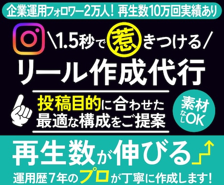 運用歴7年のプロが作る！│インスタリール作成します 要望に合わせた最適構成。インスタ運用歴7年のプロがサポート！ イメージ1