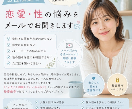男性ならではの恋愛や結婚生活、性のお悩みを聞きます 若い頃から性の悩みが多かったのですが、ついに夫婦でも改善！ イメージ1