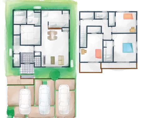 不動産掲載OK！水彩画タッチの平面図描きます お部屋の間取り図を水彩画タッチで描きます イメージ1