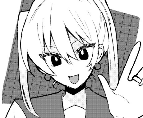 モノクロのSNS用アイコンイラスト描きます ちょっとレトロなモノクロ調でキャラクターのお顔を描きます! イメージ1
