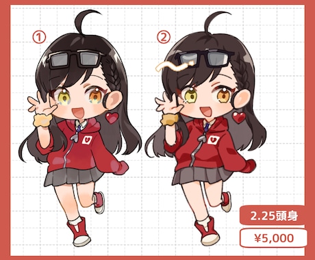 ぷるんとかわいいミニキャラ制作します 頭身・絵柄をカスタマイズして自分好みのキャラを依頼可能！ イメージ2